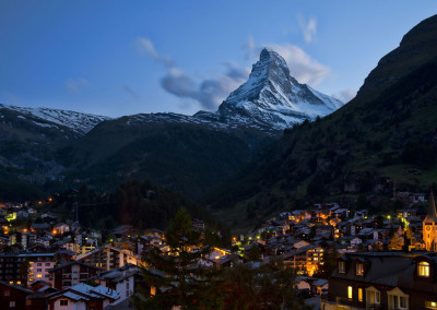 panarama of Zermatt and the Matterhorn at night
