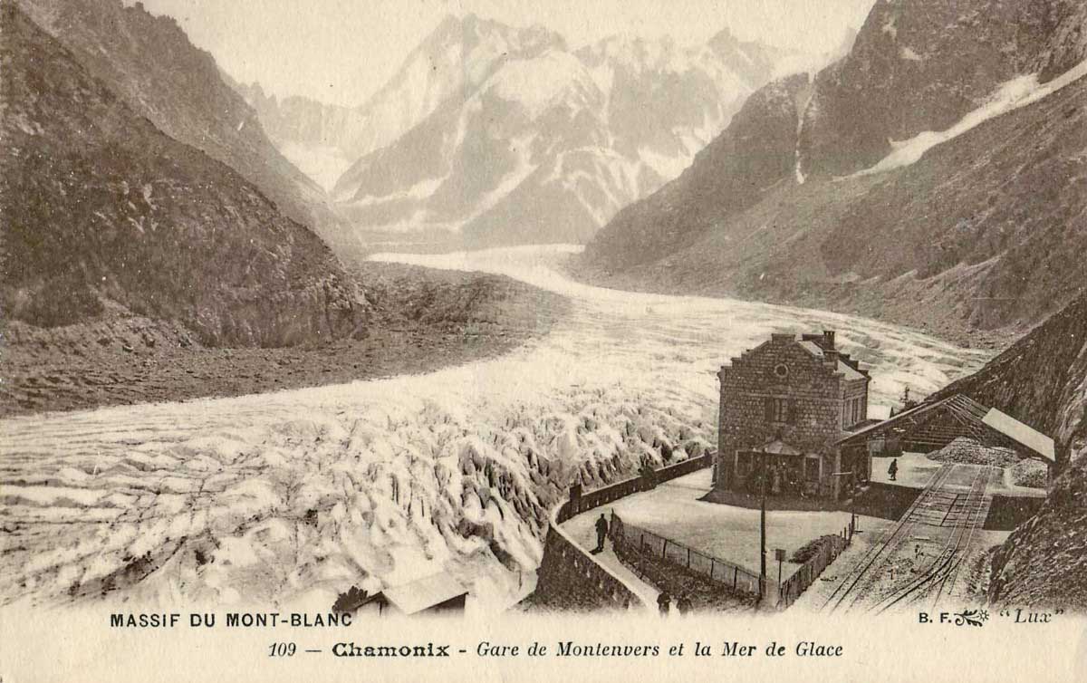 mer de glace historic postcard